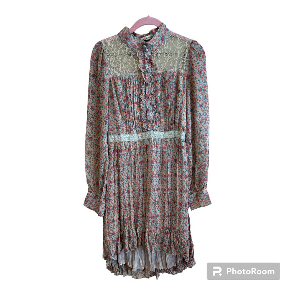 😍 Altar'd State Floral Lace Long Sleeve Midi Dress Size Medium